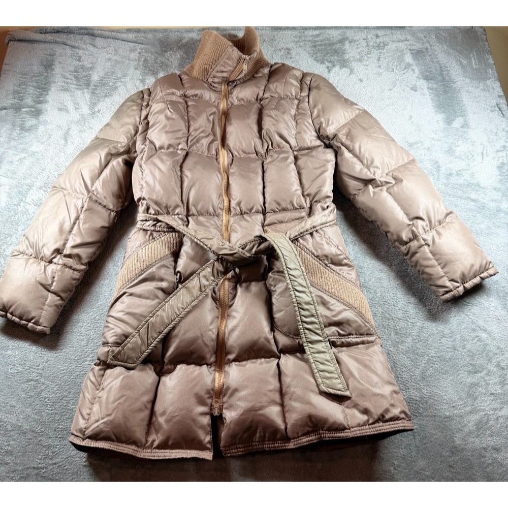 Vtg Canadian Trail Spire Womens Puffer Coat Brown Belted Made Canada